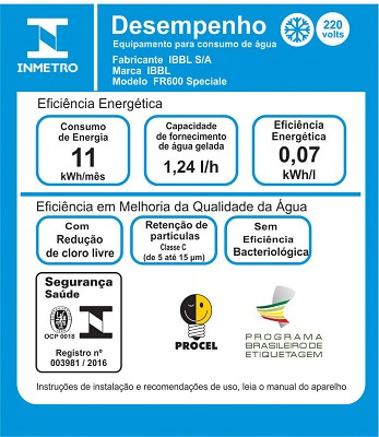 Etiqueta do Programa Brasileiro de Etiquetagem do Inmetro.